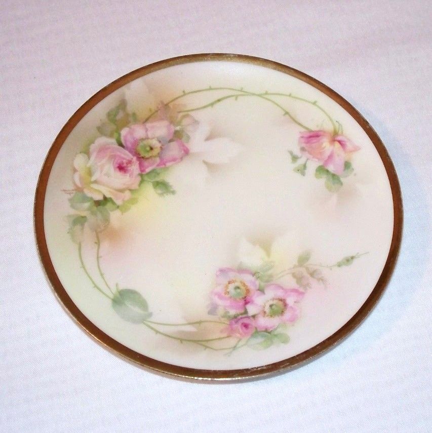 Schlegelmilch Prussia Pink Roses Cabinet Plate Schlegelmilch Prussia Pink Roses Cabinet Plate