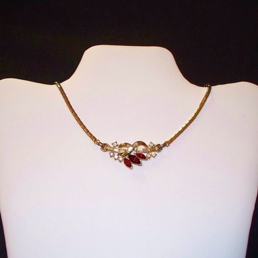 Trifari Alfred Philippe Patent Pending Ruby Red and Crystal Necklace Trifari Alfred Philippe Patent Pending Ruby Red and Crystal Necklace