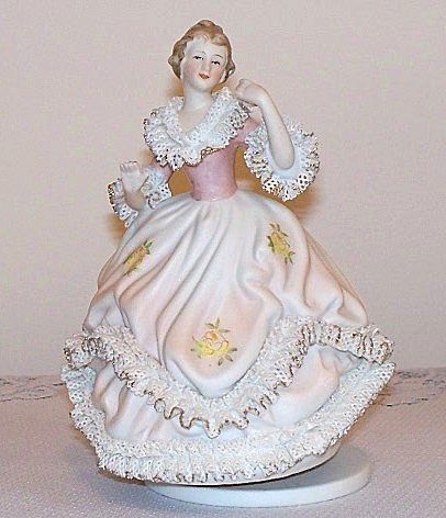 Lenwile China Dresden Lace Lady Music Box Lenwile China Dresden Lace Lady Music Box