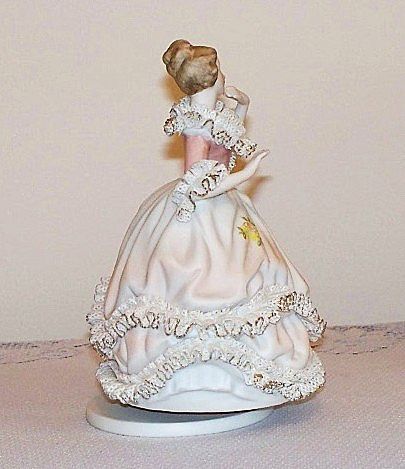 Lenwile China Dresden Lace Lady Music Box Lenwile China Dresden Lace Lady Music Box