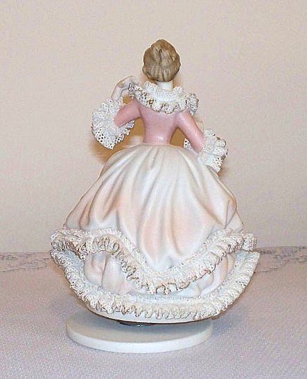 Lenwile China Dresden Lace Lady Music Box Lenwile China Dresden Lace Lady Music Box