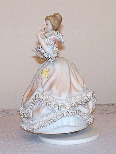 Lenwile China Dresden Lace Lady Music Box Lenwile China Dresden Lace Lady Music Box