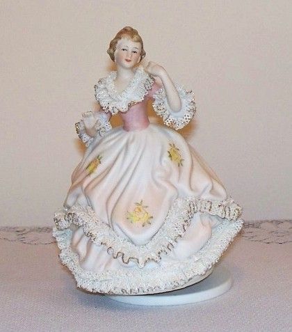 Lenwile China Dresden Lace Lady Music Box Lenwile China Dresden Lace Lady Music Box