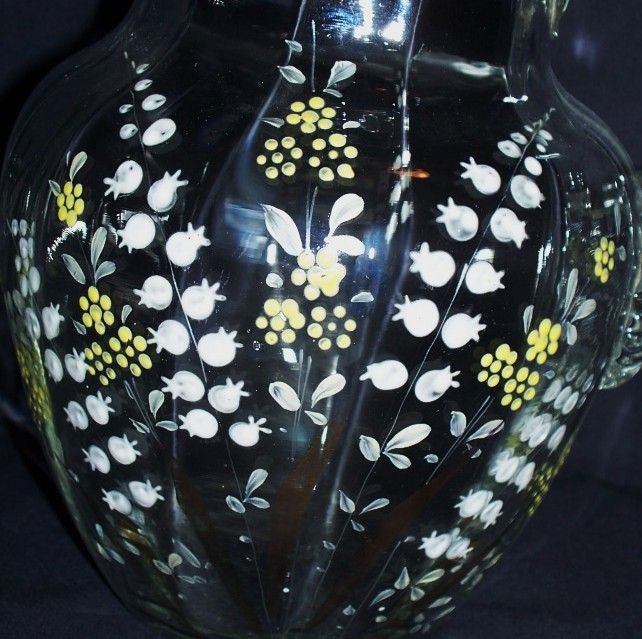Antique Fenton Enameled Water Set - Lily of the Valley Antique Fenton Enameled Water Set - Lily of the Valley