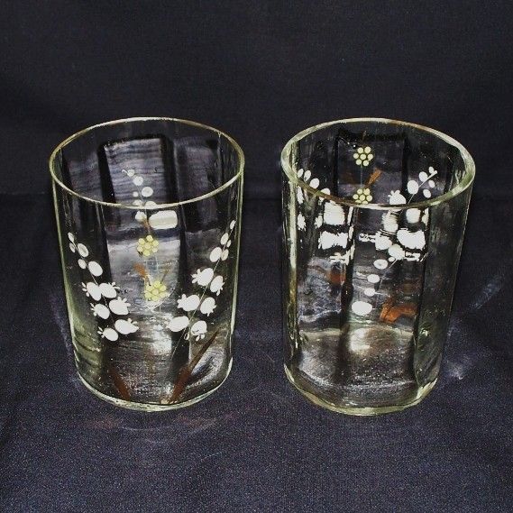 Antique Fenton Enameled Water Set - Lily of the Valley Antique Fenton Enameled Water Set - Lily of the Valley