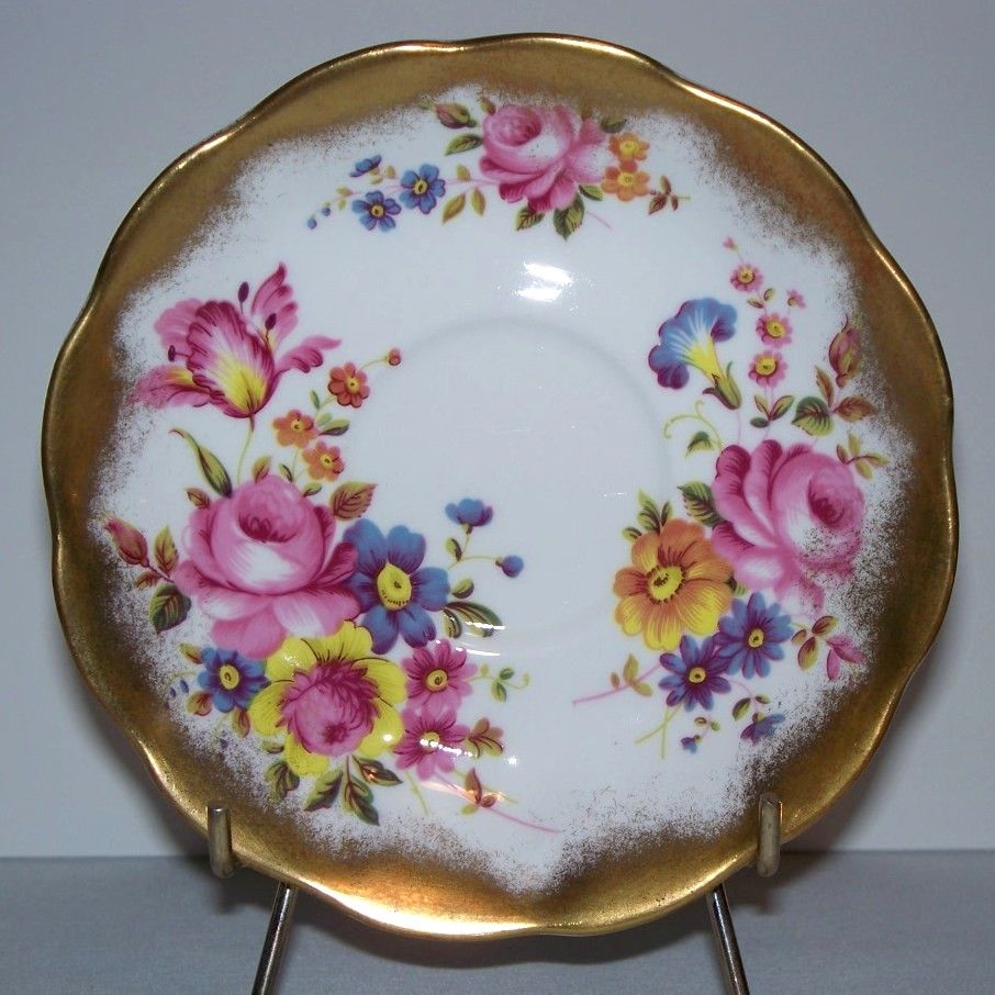 Royal Albert Heavy Gold and Floral Tea Cup and Saucer Royal Albert Heavy Gold and Floral Tea Cup and Saucer