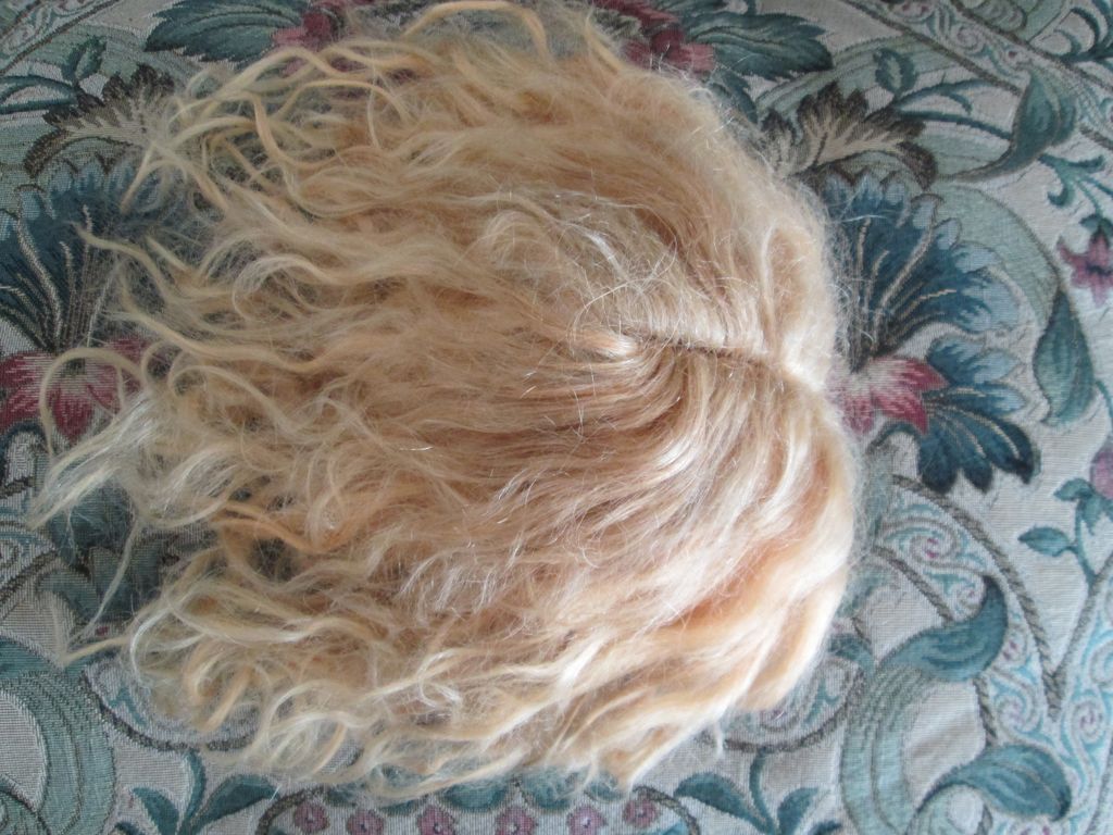 Gorgeous Hand-Tied Antique Blond Mohair Wig with Pate Gorgeous Hand-Tied Antique Blond Mohair Wig with Pate