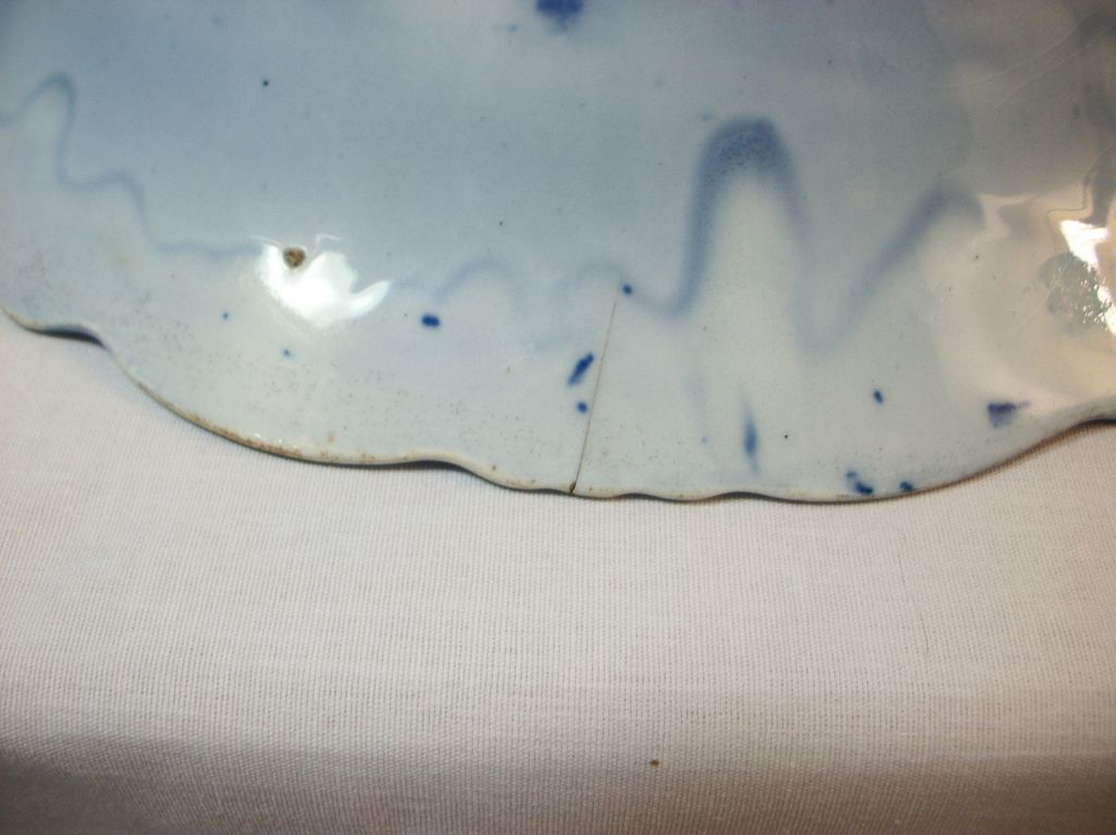 Early 1900s Flow Blue Scenic pattern serving bowl, signed J Kent Early 1900s Flow Blue Scenic pattern serving bowl, signed J Kent