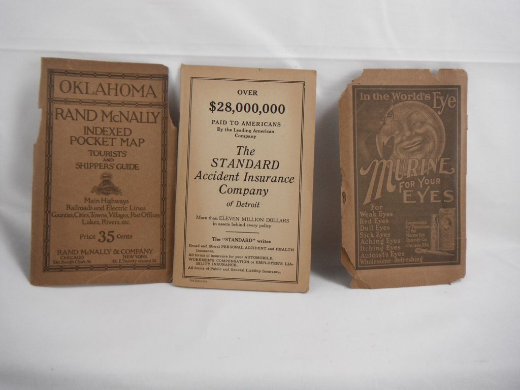 1920s Rand McNally Indexed Pocket Map of Oklahoma 1920s Rand McNally Indexed Pocket Map of Oklahoma