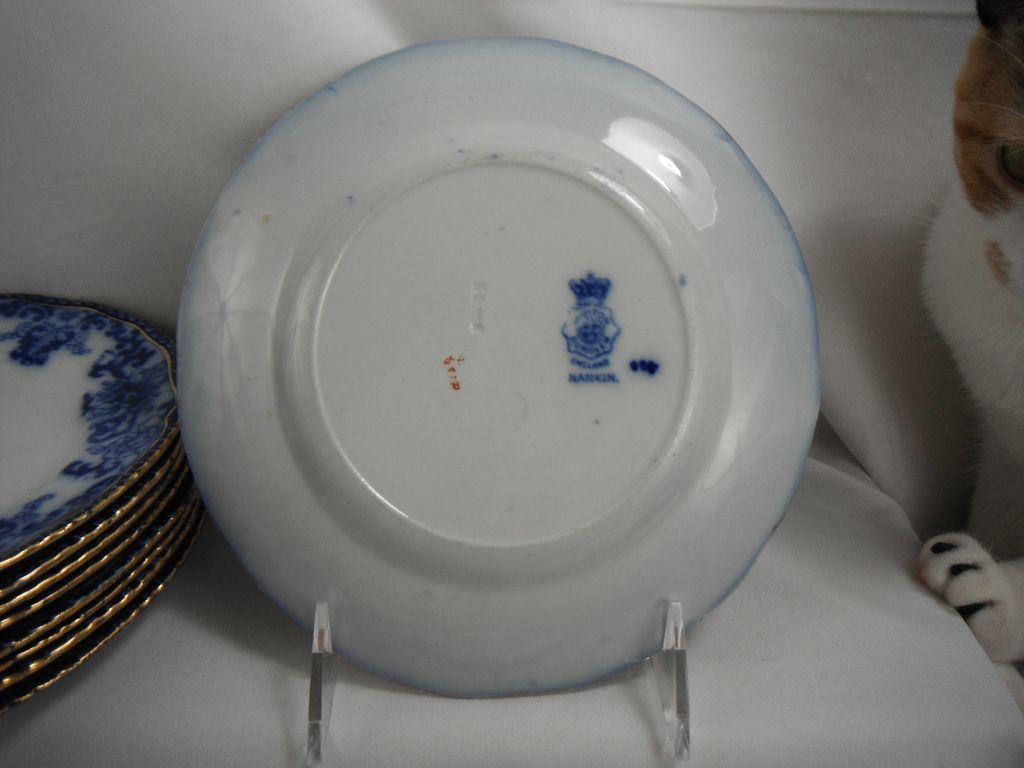 Flow Blue Salad Plates, Nankin by Royal Doulton, 1890s Flow Blue Salad Plates, Nankin by Royal Doulton, 1890s