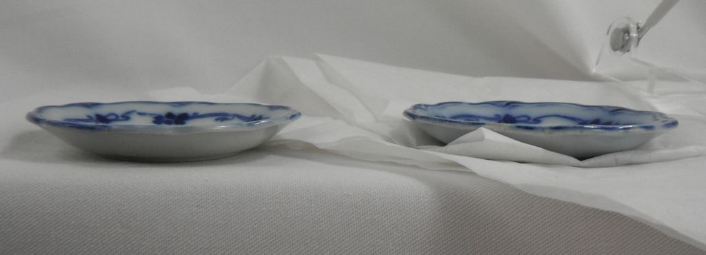 Flow Blue Butter Pats, Clover by Grindley, 1890 - 1910 Flow Blue Butter Pats, Clover by Grindley, 1890 - 1910