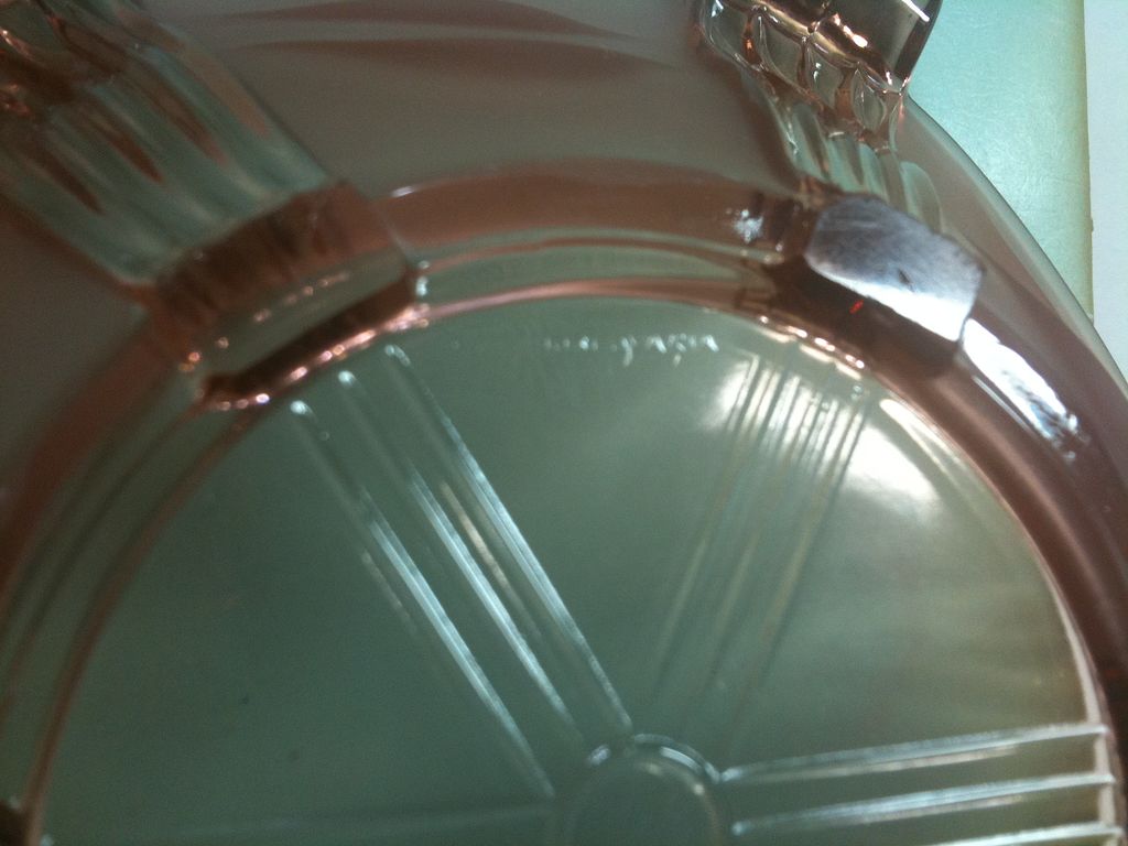 Czechoslovakia Stolzle pressed glass bowl in peach / pink glass Czechoslovakia Stolzle pressed glass bowl in peach / pink glass