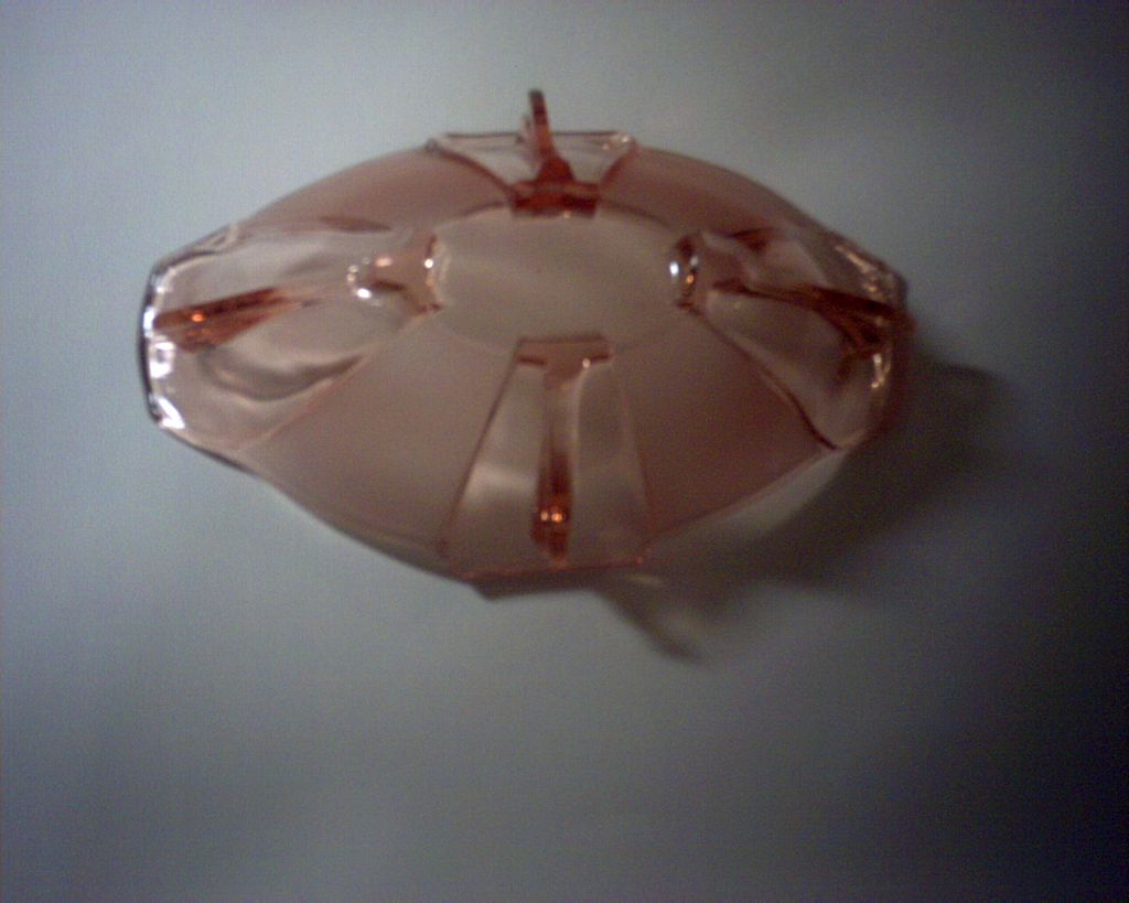 Czechoslovakia Stolzle Pressed Glass bowl in peach / pink glass Czechoslovakia Stolzle Pressed Glass bowl in peach / pink glass