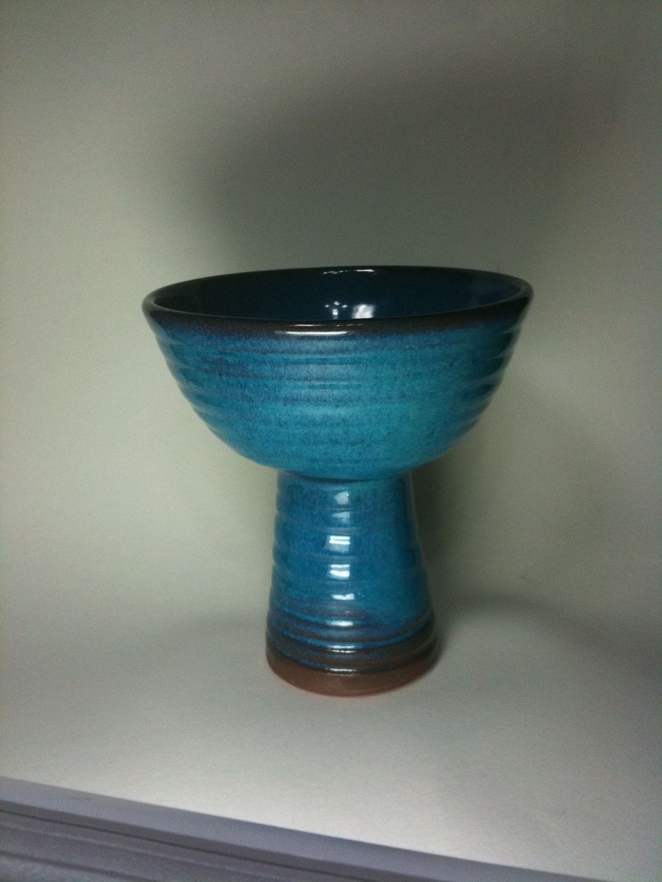 Harding Black open vase, oxidation blue glaze over turned red clay Harding Black open vase, oxidation blue glaze over turned red clay