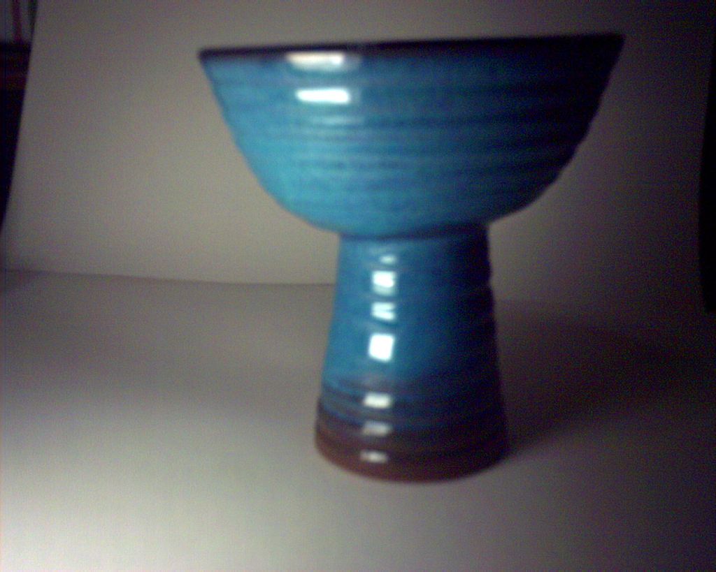 Harding Black open vase, oxidation blue glaze over turned red clay Harding Black open vase, oxidation blue glaze over turned red clay