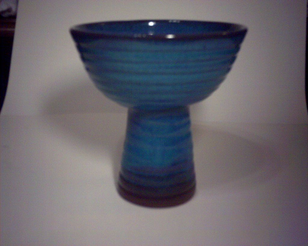 Harding Black open vase, oxidation blue glaze over turned red clay Harding Black open vase, oxidation blue glaze over turned red clay