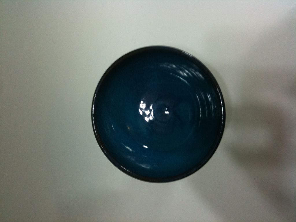 Harding Black open vase, oxidation blue glaze over turned red clay Harding Black open vase, oxidation blue glaze over turned red clay