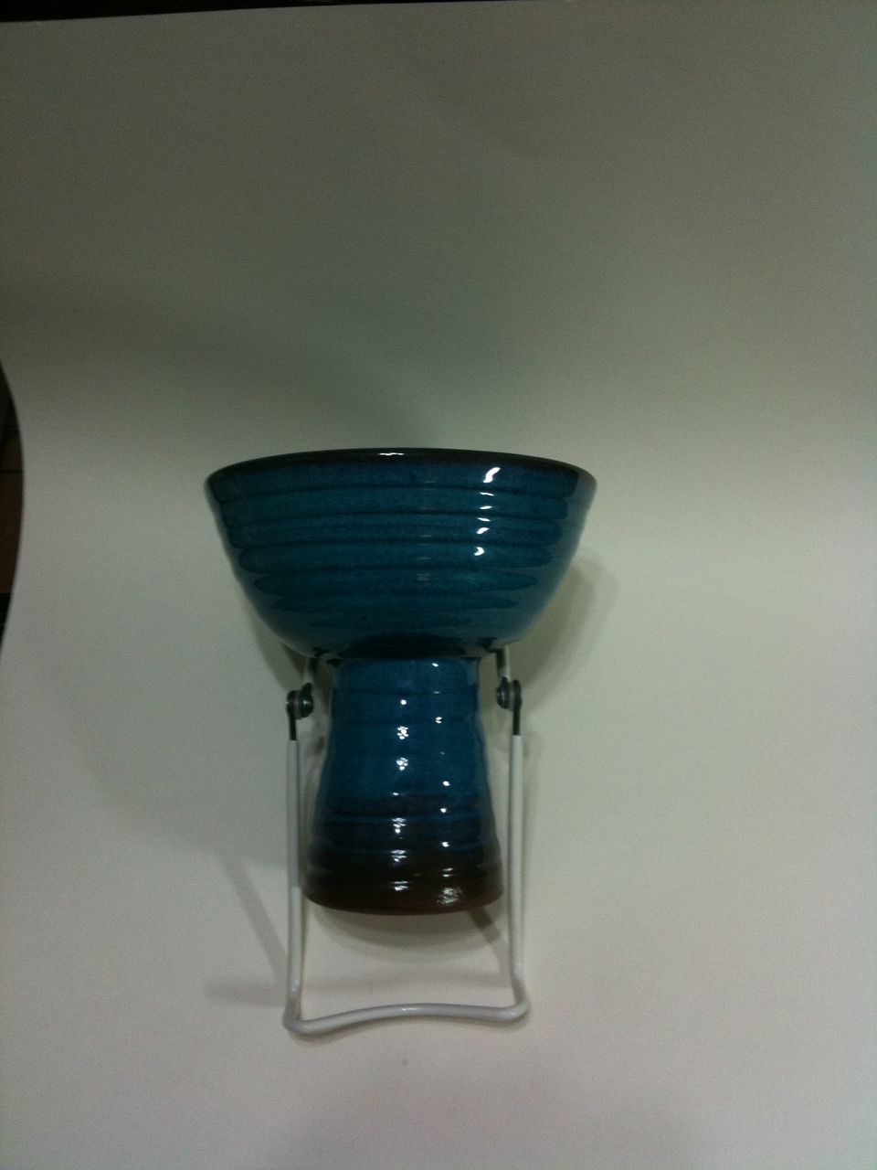 Harding Black open vase, oxidation blue glaze over turned red clay Harding Black open vase, oxidation blue glaze over turned red clay