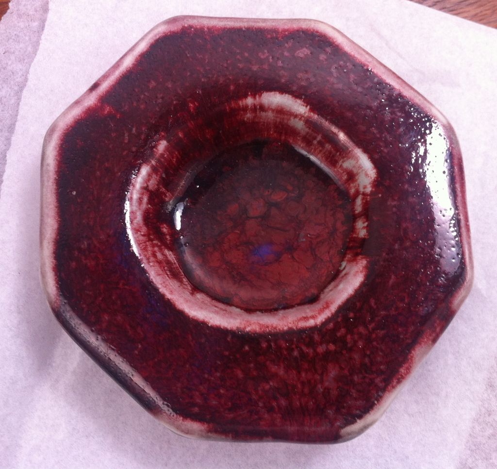 Harding Black Tray with Spotted Dark Red Glaze over Oatmeal 1985 Harding Black Tray with Spotted Dark Red Glaze over Oatmeal 1985