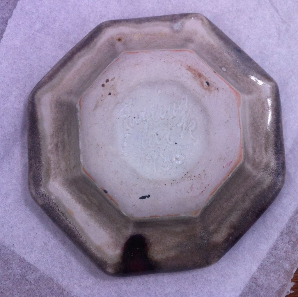 Harding Black Tray with Spotted Dark Red Glaze over Oatmeal 1985 Harding Black Tray with Spotted Dark Red Glaze over Oatmeal 1985