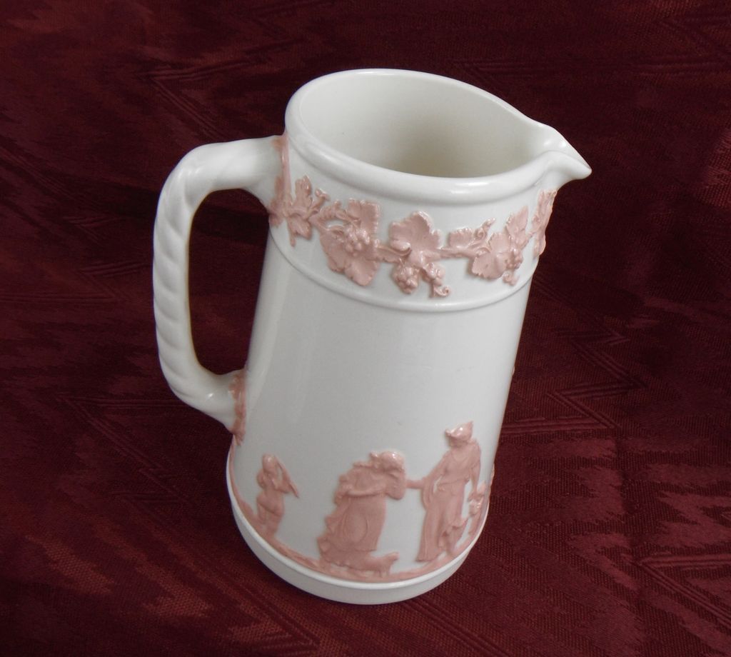 Wedgwood Queensware White with Pink Pitcher, 1930 Wedgwood Queensware White with Pink Pitcher, 1930