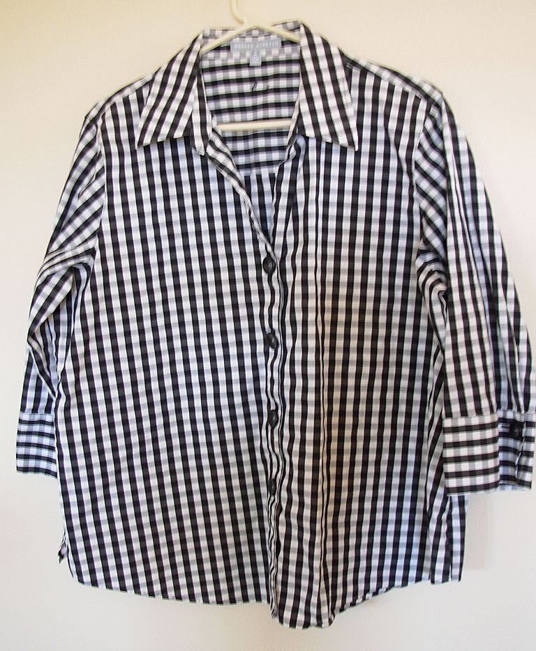Foxcroft 16W No-Iron black/white Cotton Shirt Blouse Foxcroft 16W No-Iron black/white Cotton Shirt Blouse