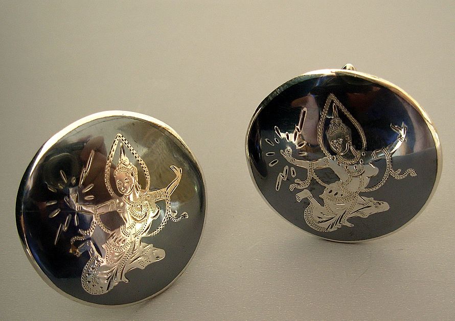 Vintage Siam Sterling Niello Cufflinks Vintage Siam Sterling Niello Cufflinks
