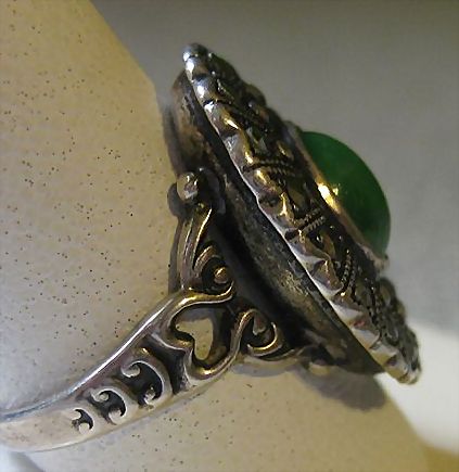 Vintage Art Deco Chrysoprase & Sterling Silver with Marcasites Ring Vintage Art Deco Chrysoprase & Sterling Silver with Marcasites Ring