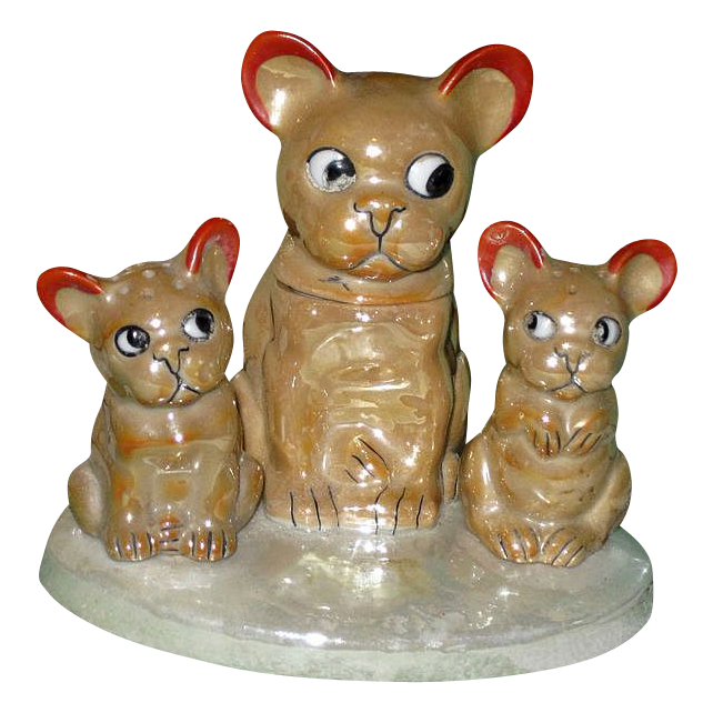 Vintage Luster Pug French Bull Terrier Dog Condiment Salt Pepper Set Vintage Luster Pug French Bull Terrier Dog Condiment Salt Pepper Set