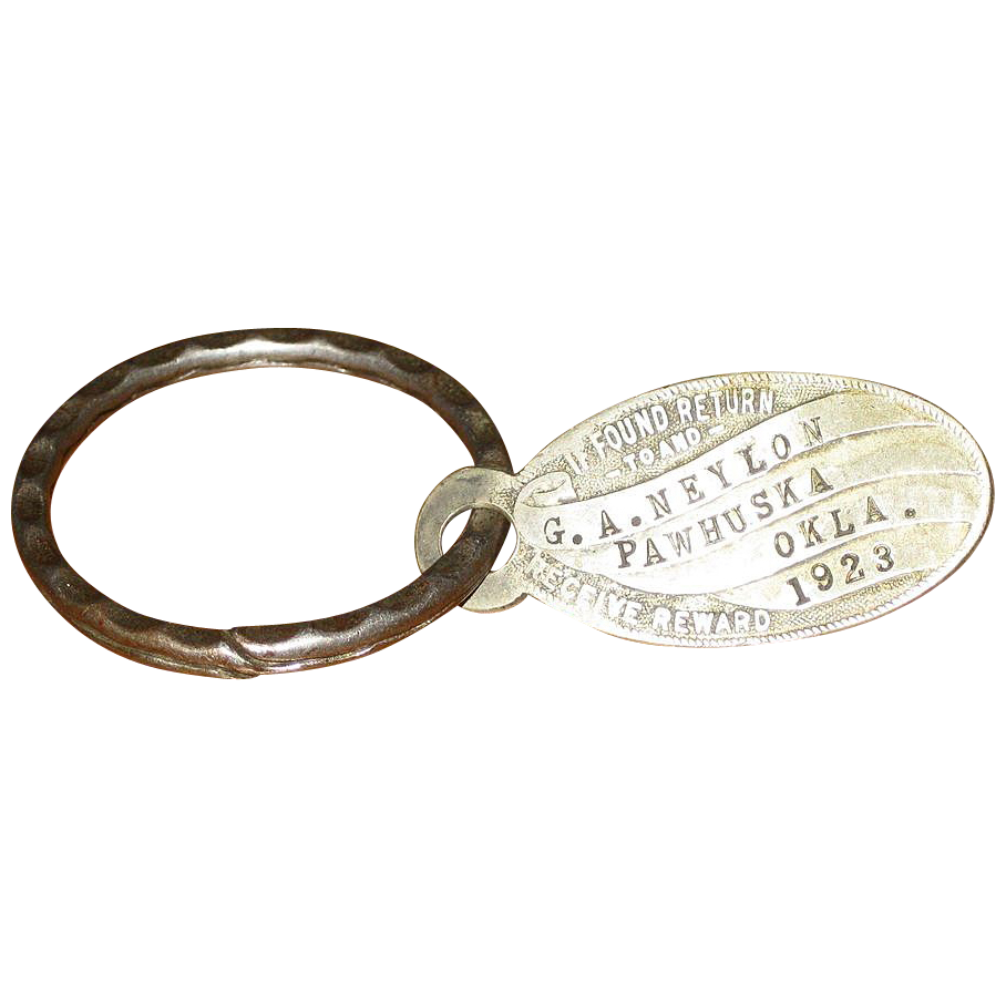 1923 Return to "Reward" Tag Silver Plated Pawhuska Oklahoma 1923 Return to "Reward" Tag Silver Plated Pawhuska Oklahoma