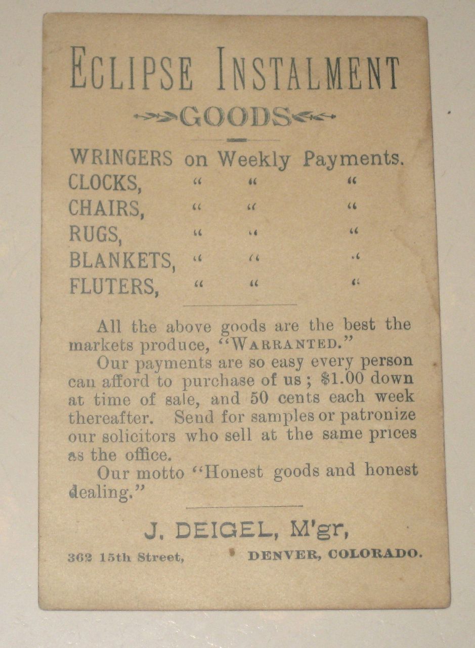 Victorian Trade Card Dry Goods Store Denver Colorado Victorian Trade Card Dry Goods Store Denver Colorado