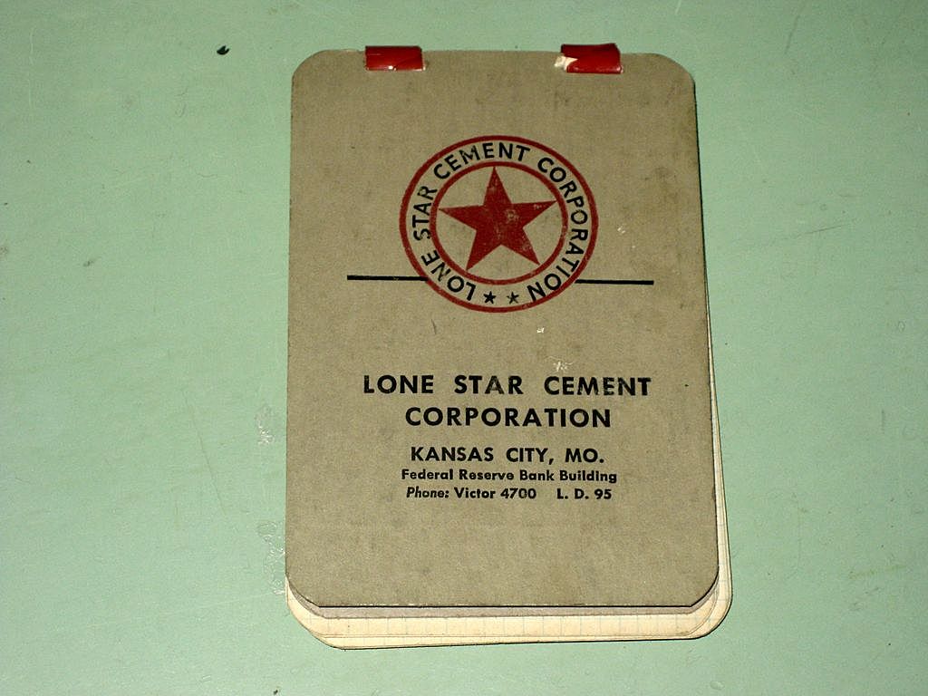 Vintage 1940's Lone Star Cement Corporation Kansas City MO Mini Note Pad Vintage 1940's Lone Star Cement Corporation Kansas City MO Mini Note Pad