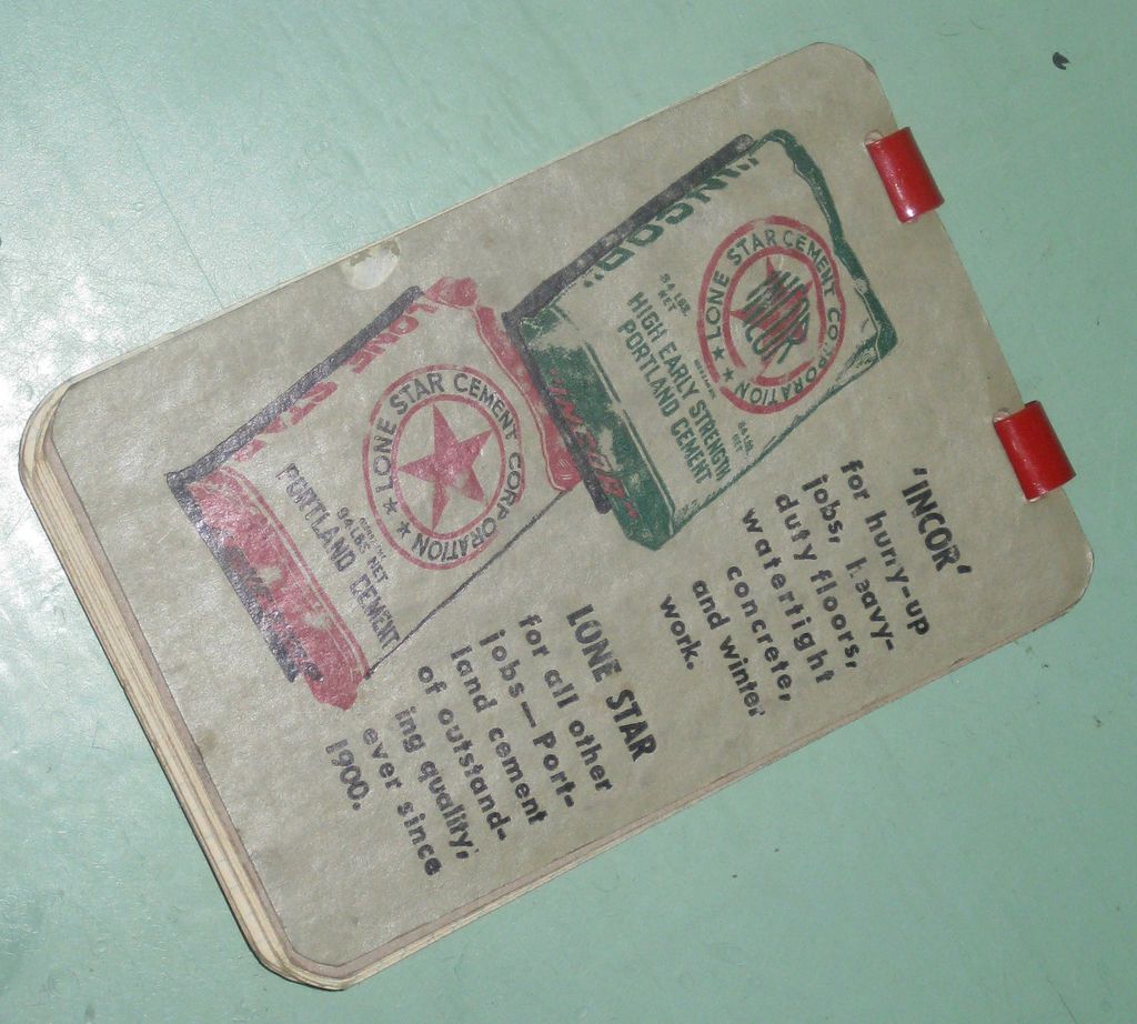 Vintage 1940's Lone Star Cement Corporation Kansas City MO Mini Note Pad Vintage 1940's Lone Star Cement Corporation Kansas City MO Mini Note Pad