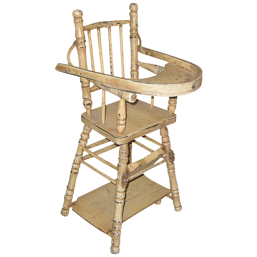 Vintage Wooden Convertible Doll High Chair Original Paint Vintage Wooden Convertible Doll High Chair Original Paint