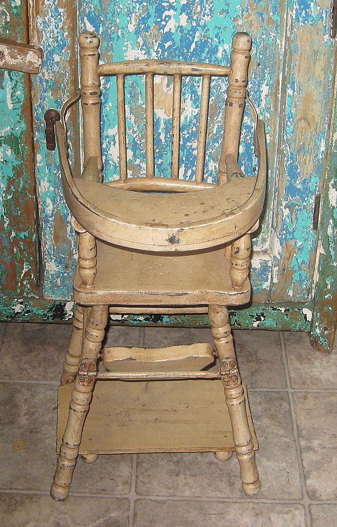 Vintage Wooden Convertible Doll High Chair Original Paint Vintage Wooden Convertible Doll High Chair Original Paint