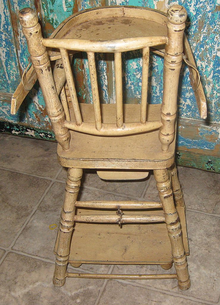Vintage Wooden Convertible Doll High Chair Original Paint Vintage Wooden Convertible Doll High Chair Original Paint