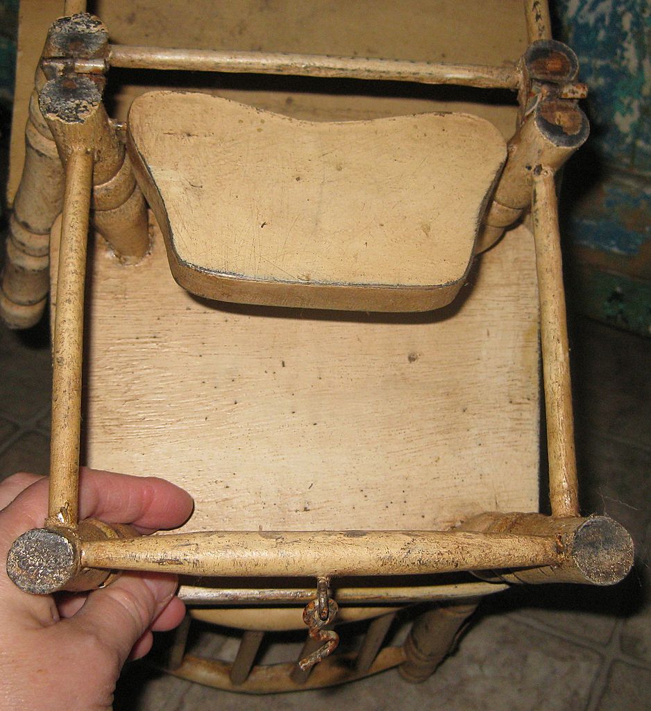 Vintage Wooden Convertible Doll High Chair Original Paint Vintage Wooden Convertible Doll High Chair Original Paint