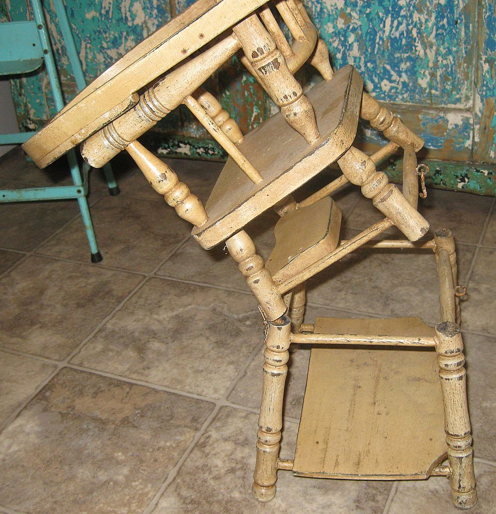 Vintage Wooden Convertible Doll High Chair Original Paint Vintage Wooden Convertible Doll High Chair Original Paint