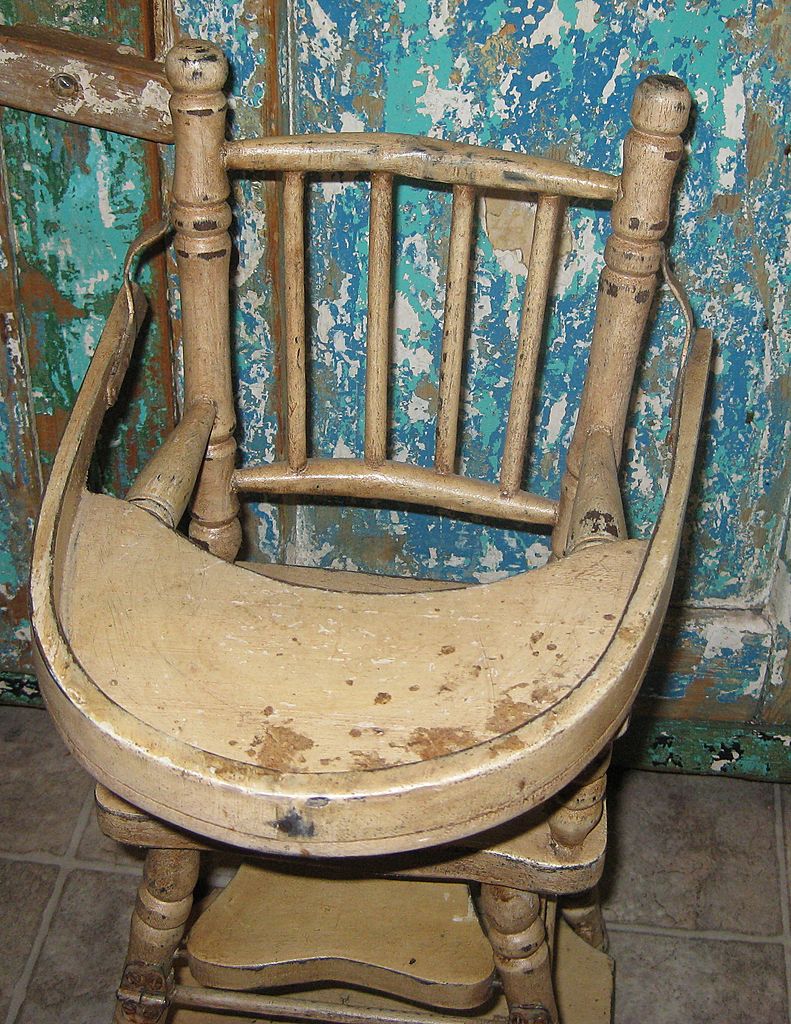 Vintage Wooden Convertible Doll High Chair Original Paint Vintage Wooden Convertible Doll High Chair Original Paint