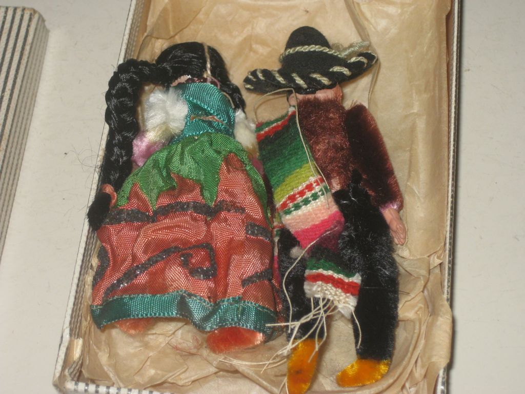 Vintage 1930's Pair of Miniature Dolls Spain Ethnic Costume Dress Vintage 1930's Pair of Miniature Dolls Spain Ethnic Costume Dress