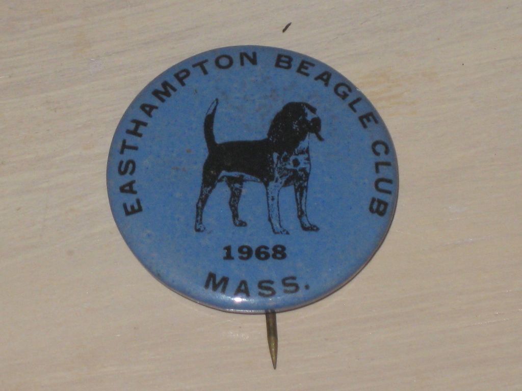 Vintage Easthampton Mass. Beagle Club Tin Pin Back Button 1968 Vintage Easthampton Mass. Beagle Club Tin Pin Back Button 1968