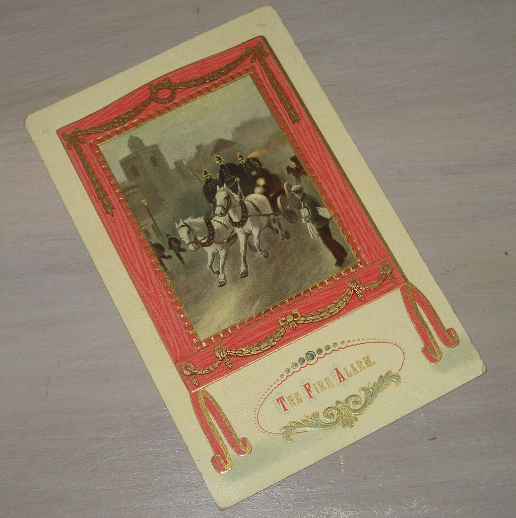 The Fire Alarm, Fire Brigade Antique postcard horse & carriage dated 1911 The Fire Alarm, Fire Brigade Antique postcard horse & carriage dated 1911