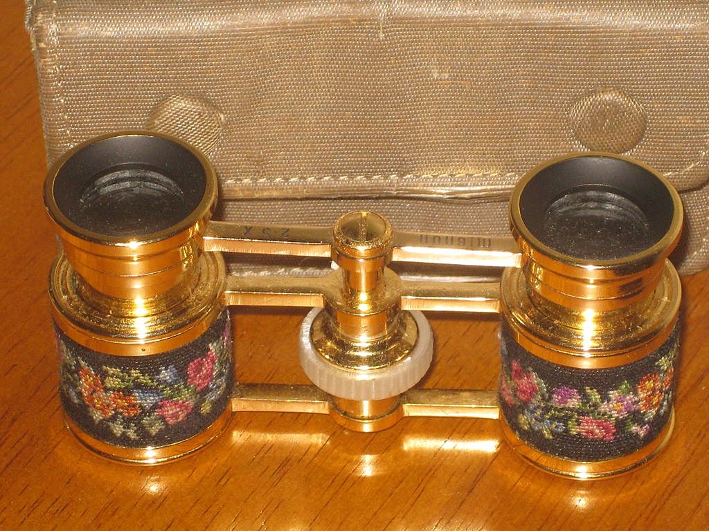 Vintage Petit Point Opera Glasses with Case Hand Made by Schildkraut Vintage Petit Point Opera Glasses with Case Hand Made by Schildkraut