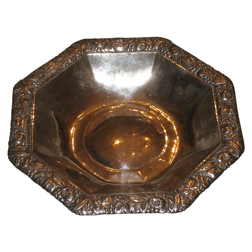 Vintage 800 German Silver Repousse Footed Presentation Bowl signed Eichert & numbered Vintage 800 German Silver Repousse Footed Presentation Bowl signed Eichert & numbered