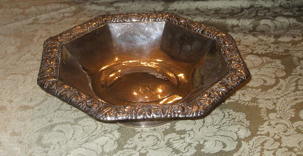 Vintage 800 German Silver Repousse Footed Presentation Bowl signed Eichert & numbered Vintage 800 German Silver Repousse Footed Presentation Bowl signed Eichert & numbered
