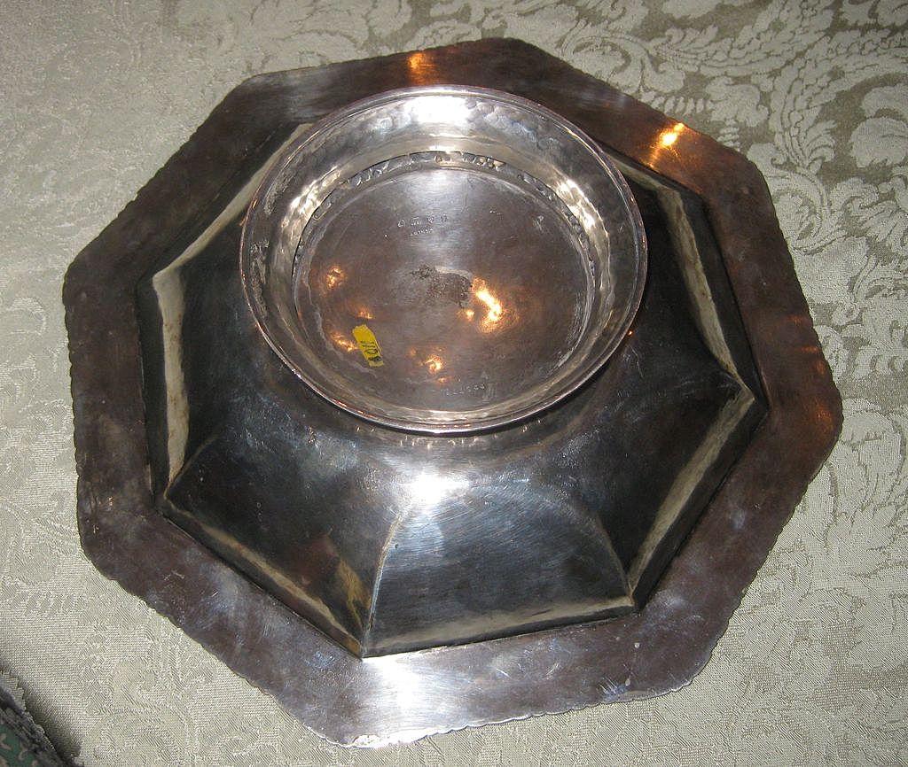 Vintage 800 German Silver Repousse Footed Presentation Bowl signed Eichert & numbered Vintage 800 German Silver Repousse Footed Presentation Bowl signed Eichert & numbered