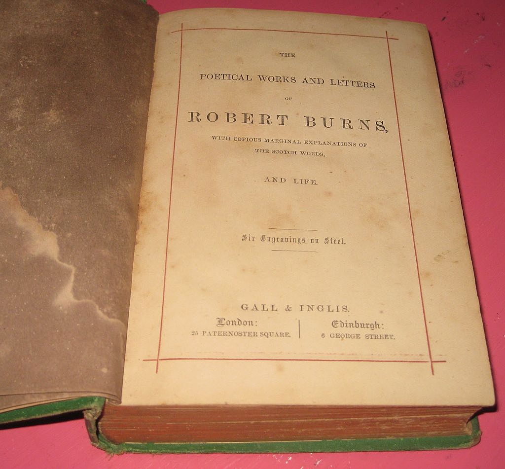 The Poetical Works & Letters of Robert Burns Poetry Antique Book The Poetical Works & Letters of Robert Burns Poetry Antique Book