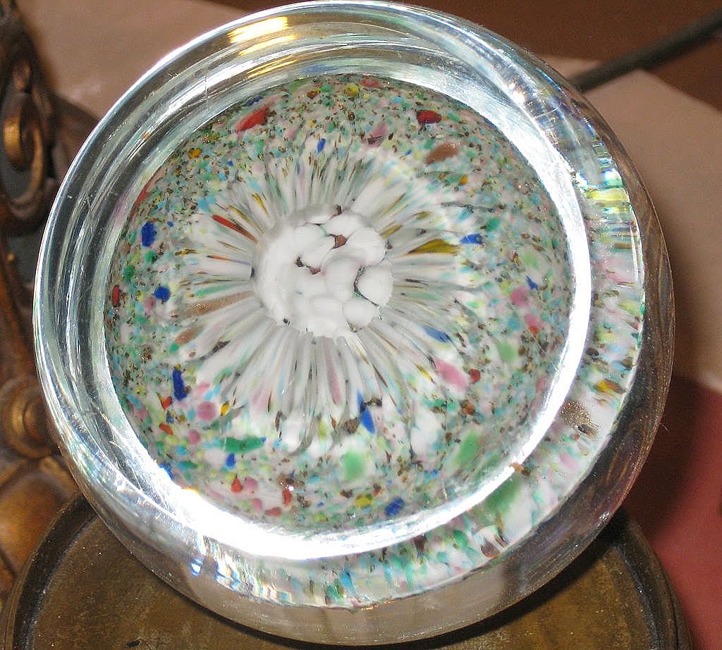 Antique Millefiori Canes & Confetti Paperweight, Star Design dated 1852 Antique Millefiori Canes & Confetti Paperweight, Star Design dated 1852