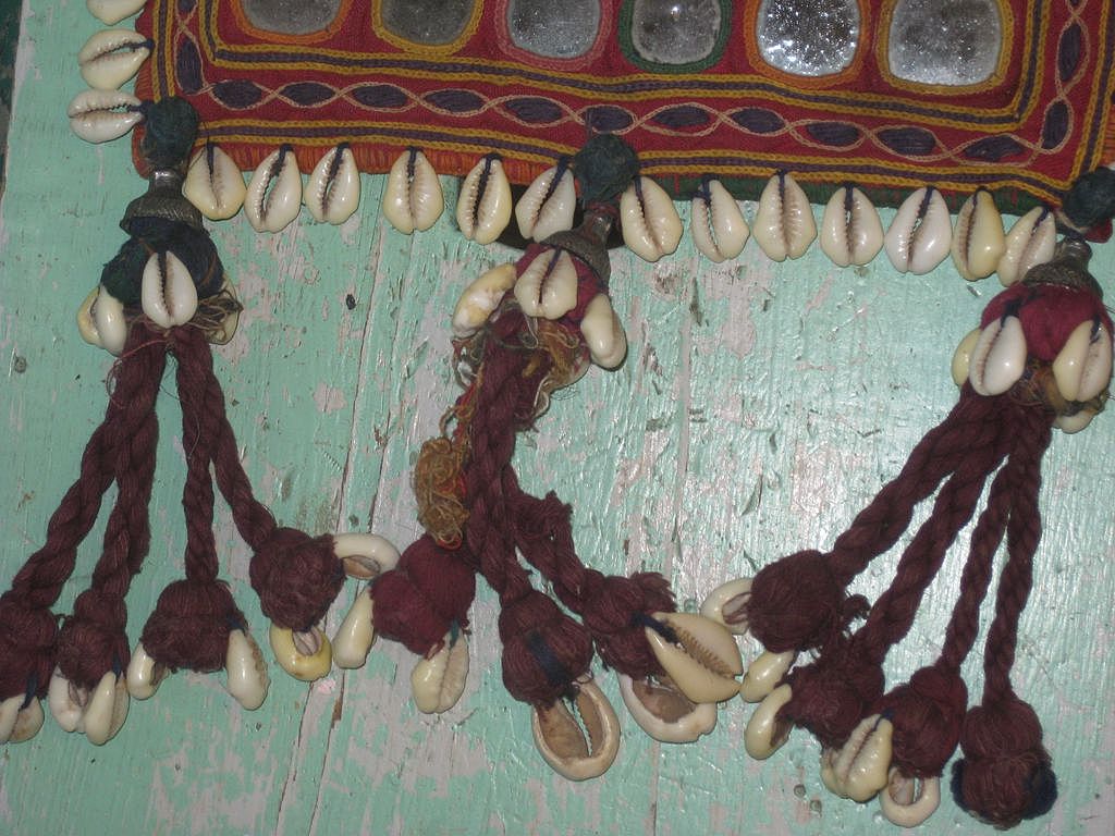 Vintage Camel / Horse Decoration Hand Stitched Mirrored Inserts & Shells Afghanistan Vintage Camel / Horse Decoration Hand Stitched Mirrored Inserts & Shells Afghanistan
