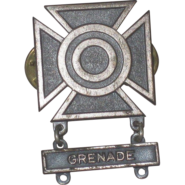 Vintage WWII Military Marksman Grenade Expert Pin Pinback Badge Vintage WWII Military Marksman Grenade Expert Pin Pinback Badge